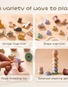 Baby Animal Threading Toys Wooden Stacking Toys Blocks Board Games Wooden Toys Baby Animal Stringing Threading Beads Toys Gift