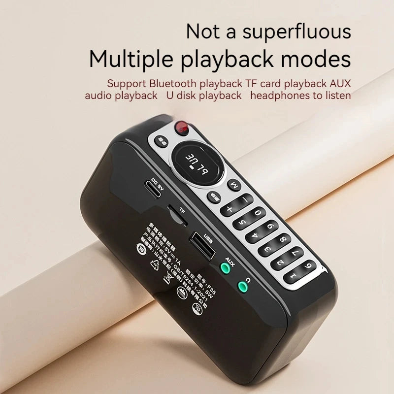 Portable Stereo Bass Bluetooth Speaker SANSUI F35 Vintage Bluetooth Speaker Mini Plug in Walkman Music Player Supports FM/TF/AUX