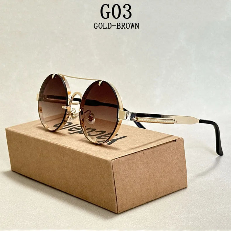 Round Steampunk Sunglasses With UV400 Protection