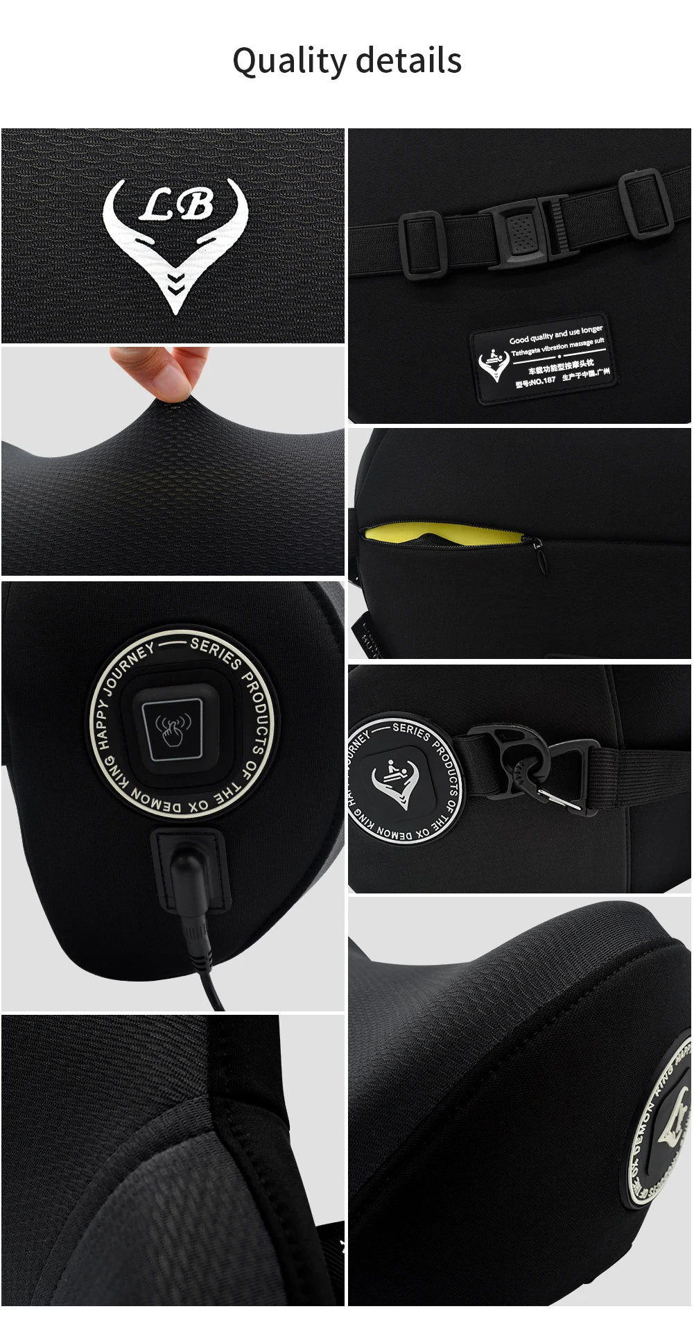 Car Electric Massage Neck Pillow Cushion Vibration Headrest Support Lumbar Seat Back Cushion Vehicle Supplies Travel Assecories