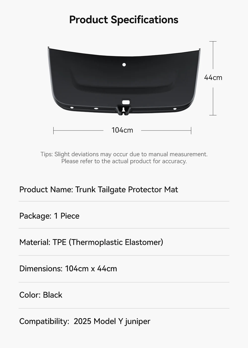 Trunk Tailgate Protection Pad for Tesla Model Y Juniper 2026 Waterproof Anti Dirt TPE Back Plate Cover