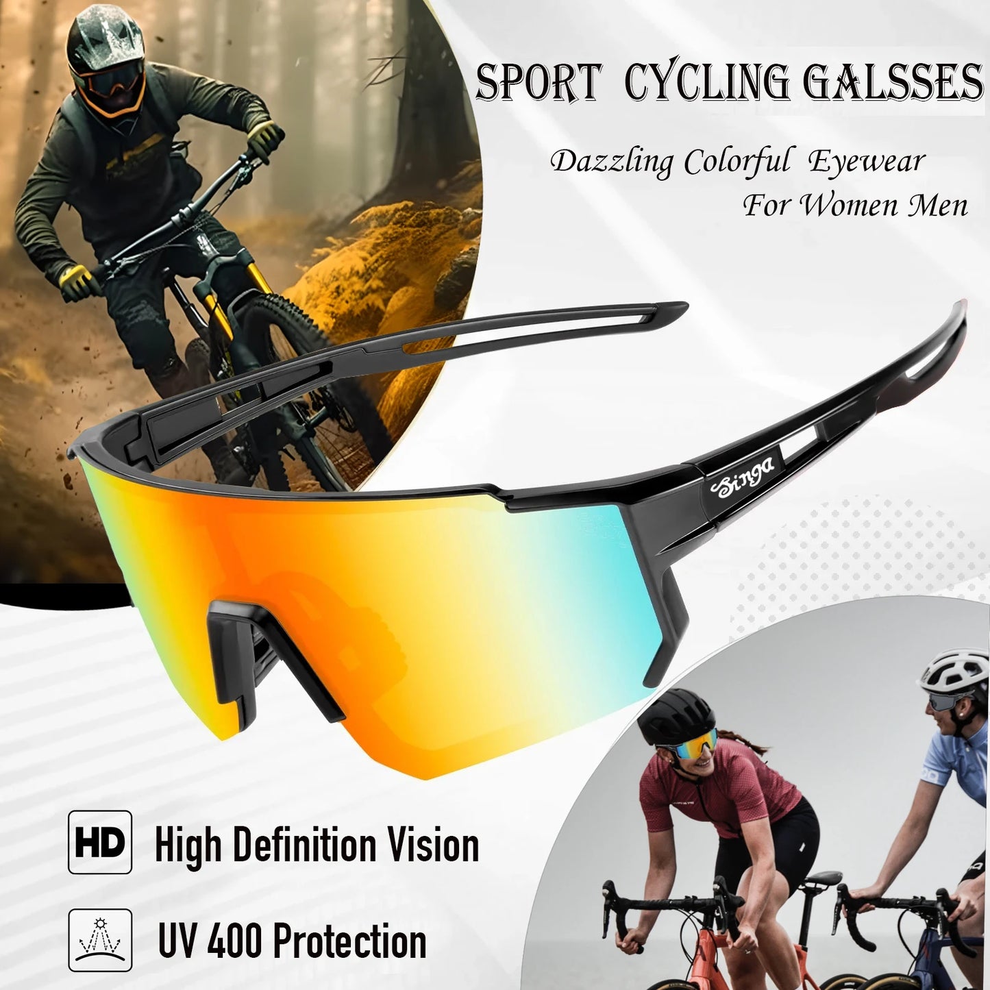 UV400 Photochromic Cycling Sunglasses Outdoor Sports Eyewear