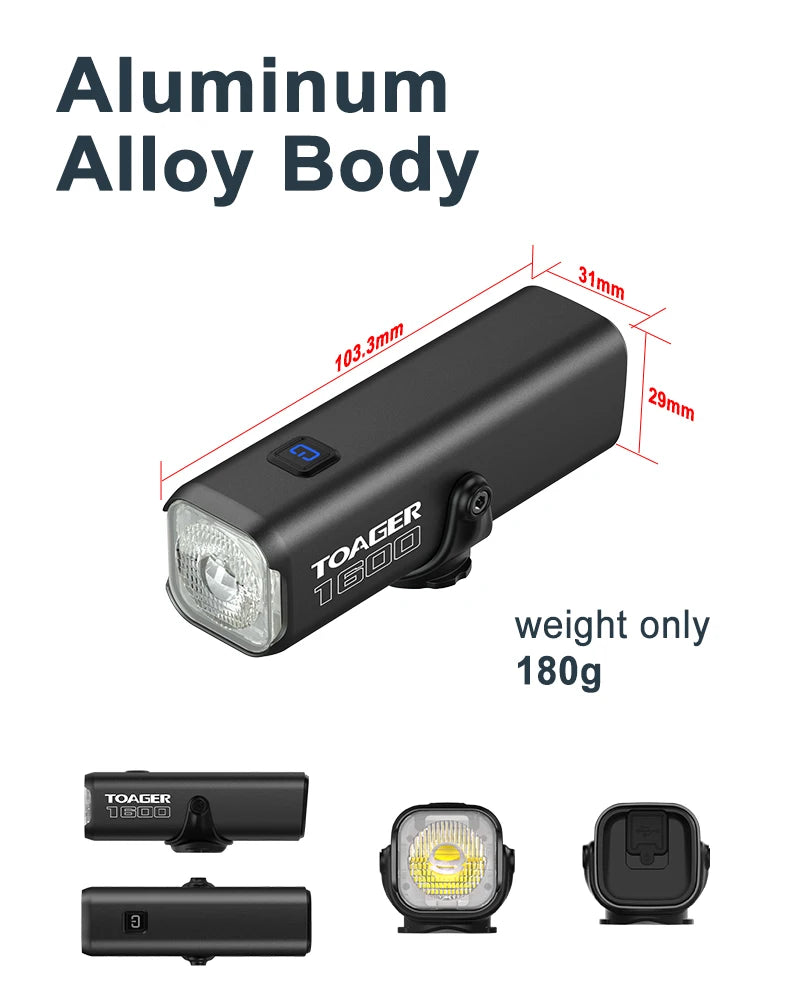 1600LM Bike Light Front Lamp TypeC Rechargeable LED 21700 5000mAh Bicycle Light Waterproof Headlight Bike Accessories
