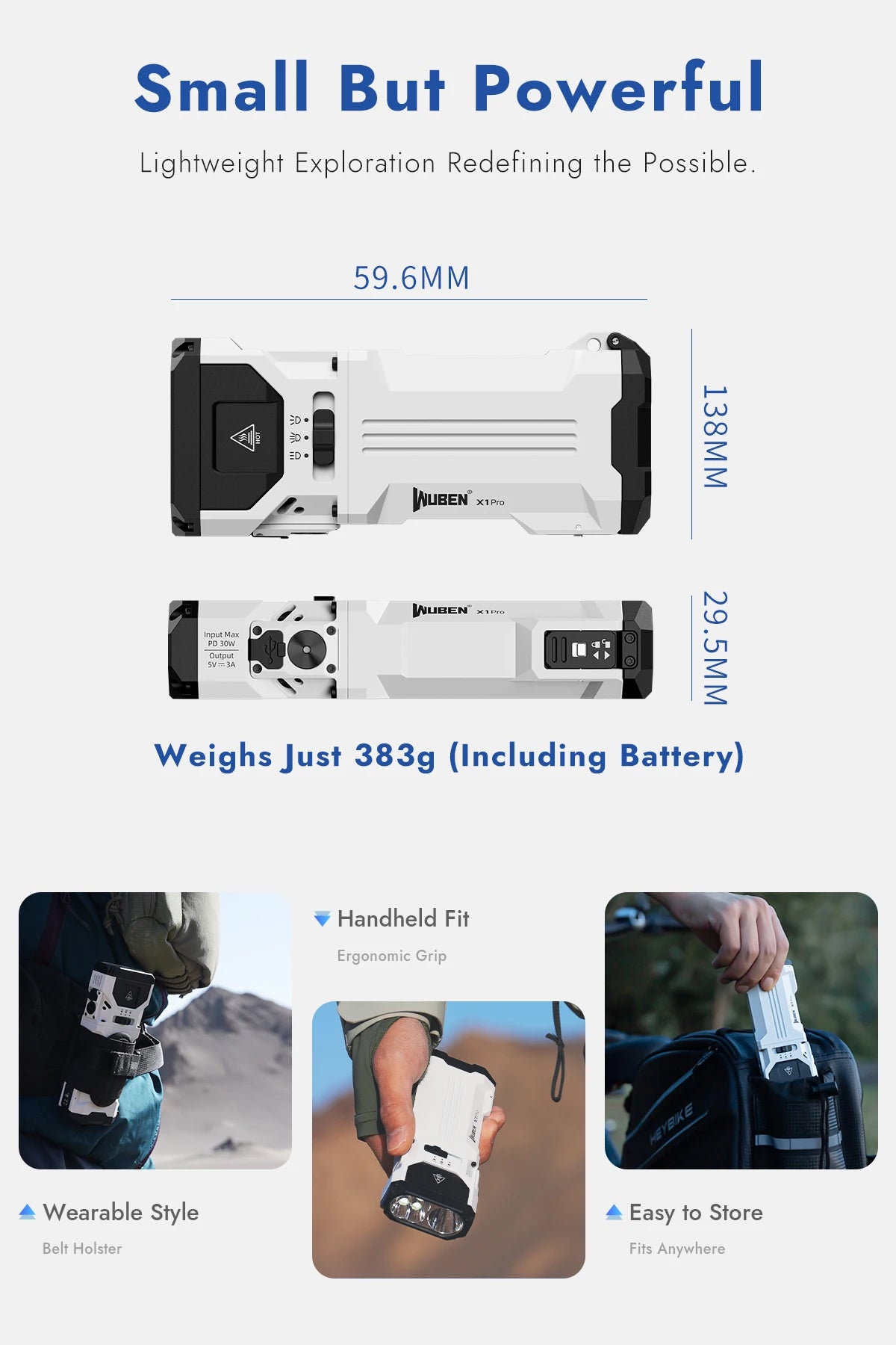 12300 Lumen Rechargeable High Power LED Flashlight With Power Bank
