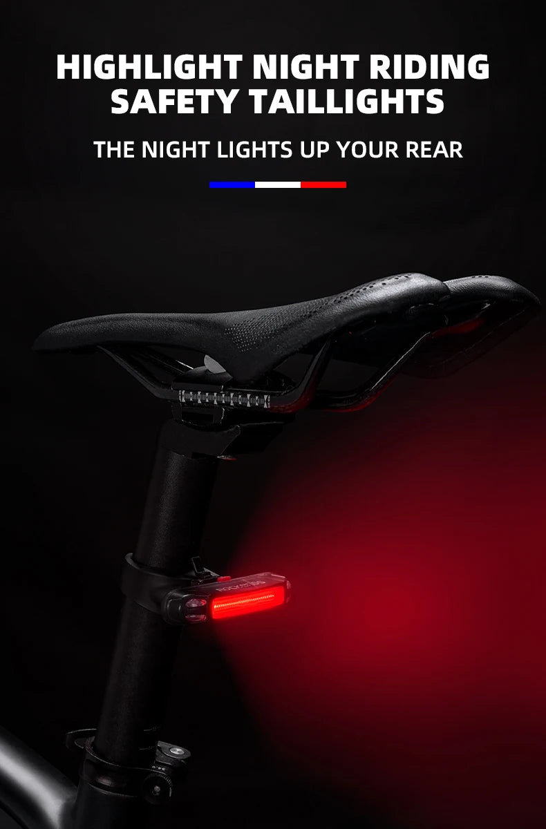 Bicycle Rear Light 500mAH USB Rechargable LED Lamp Bike Tail Light Warning Seatpost Riding Cycling Taillight