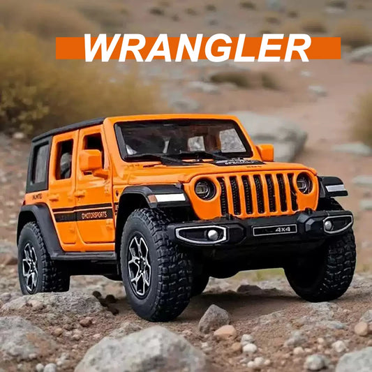 1:32 Wrangler Rubicon Model Toy Alloy Diecast Car Doors Opened Sound Light Pull Back Miniature Off-road Vehicle Holiday Gift