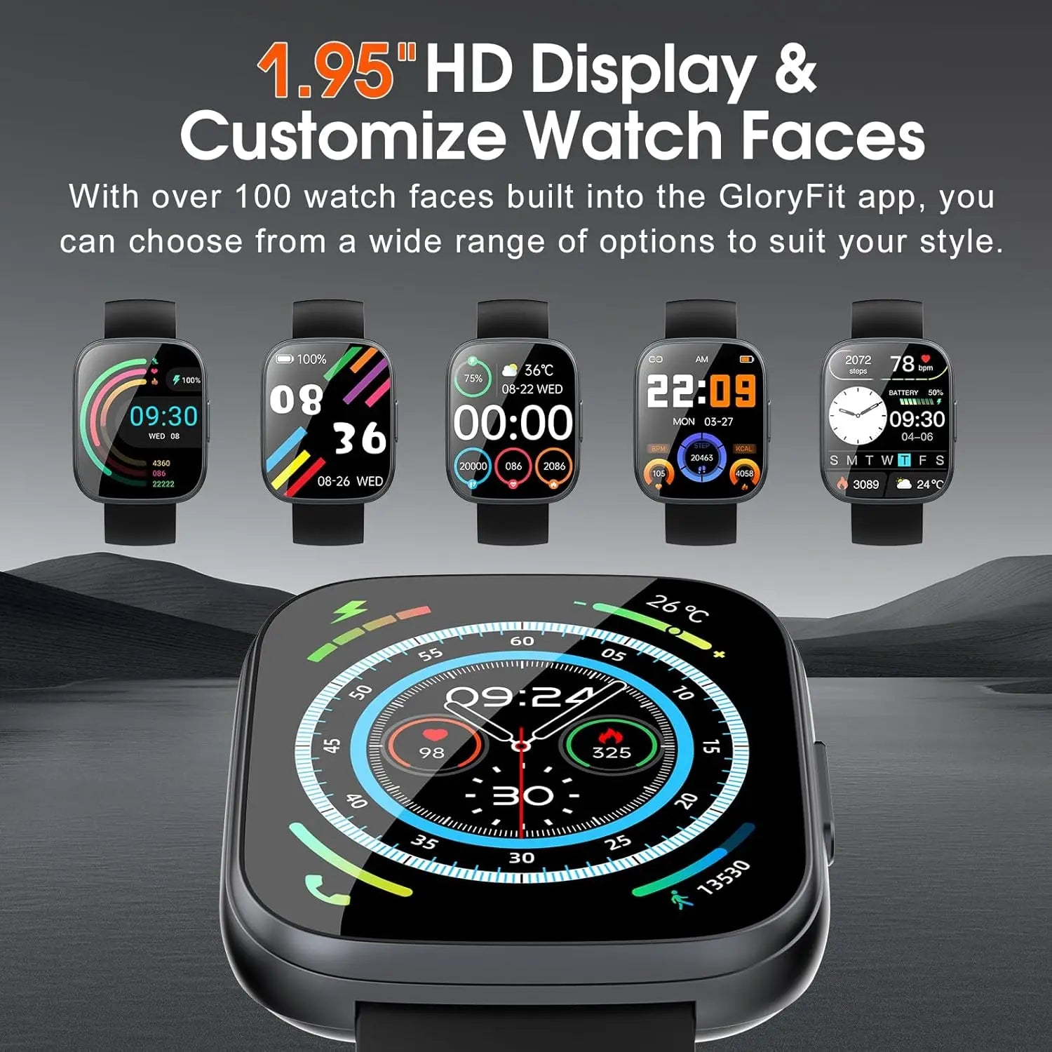 1.95'' Multifunctional Smart Watch Fitness Sports Bracelet Sleep Monitor IP68 Waterproof T80 Smartwatch