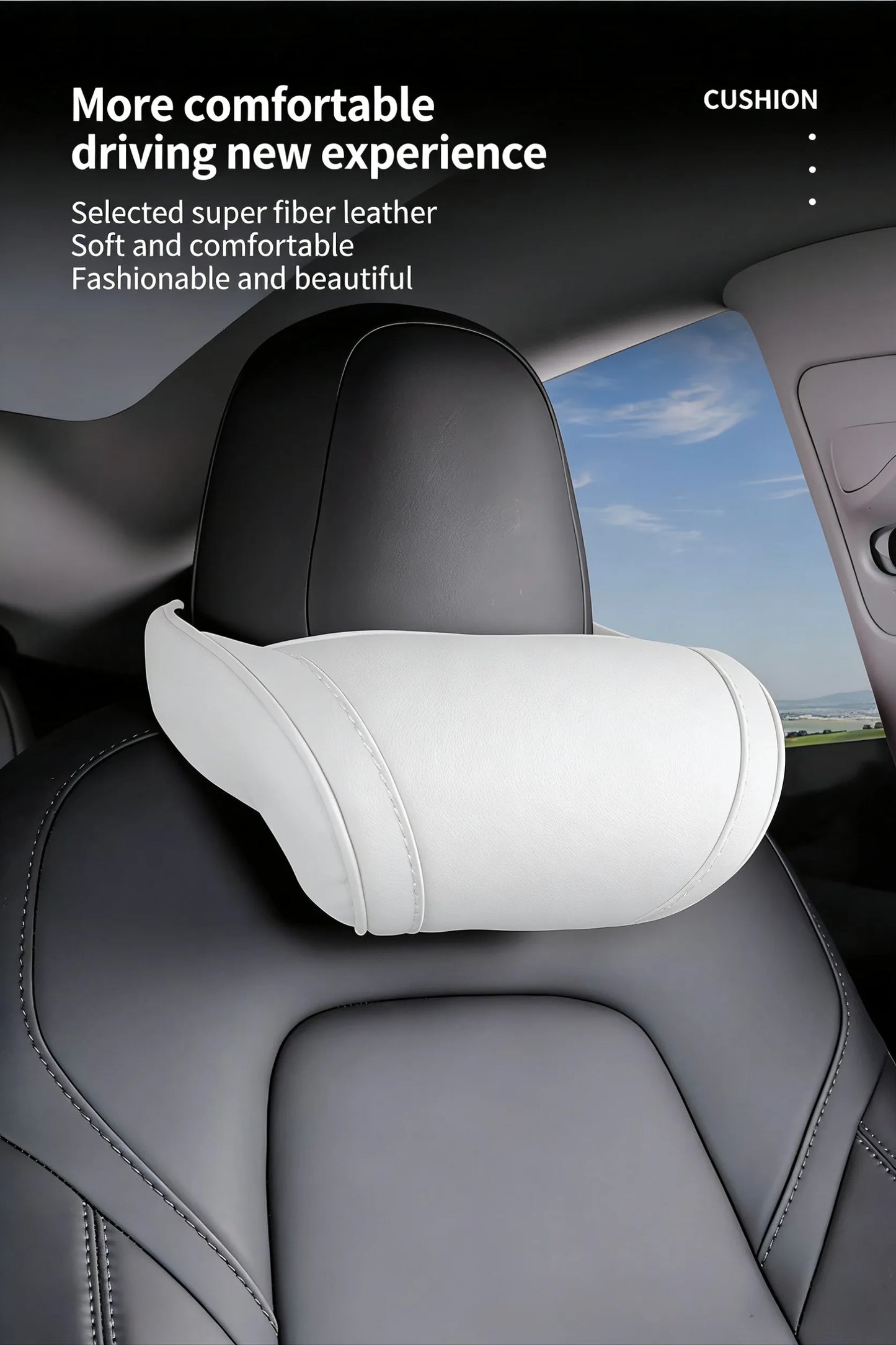 Memory Foam Car Neck Pillow for Tesla Model 3 Y X S PU Leather Headrest Support