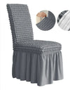 1PC Seersucker Chair Cover with Skirt Stretch Wedding Chairs Covers Dining Room Universal Size Seat Slipcovers for Banquet Party