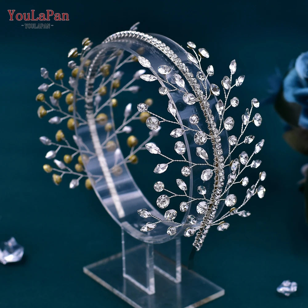 Crystal Headdress for Women Bridal Headband Wedding Tiara Bride Hair Accessories