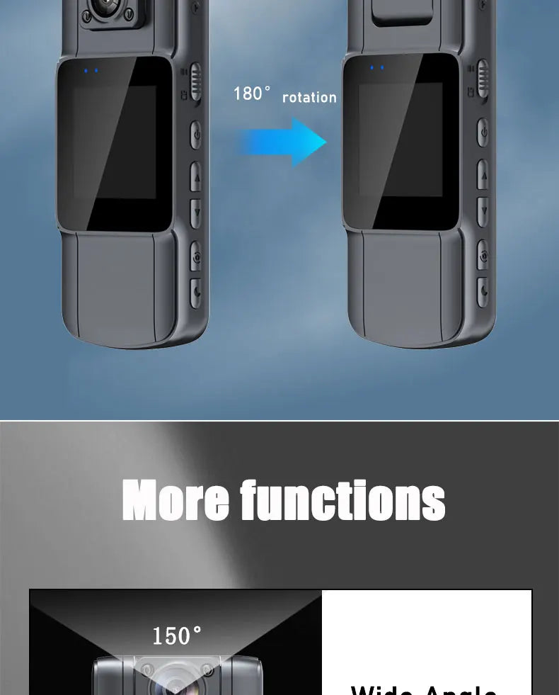 WIthScreen 1080P HD Mini Camera Portable Digital Video Recorder BodyCam Infrared Night Vision Police Cam Small Camcorder