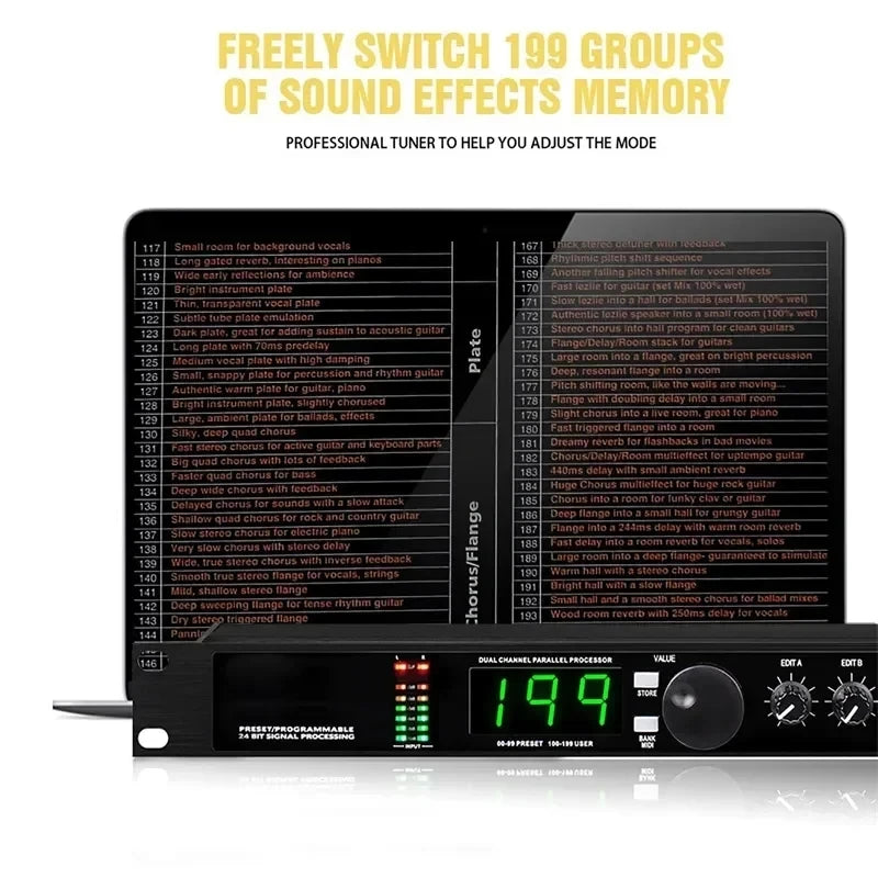 Professional Digital Reverb DSP Audio Processor with Multi Effect Equalizer