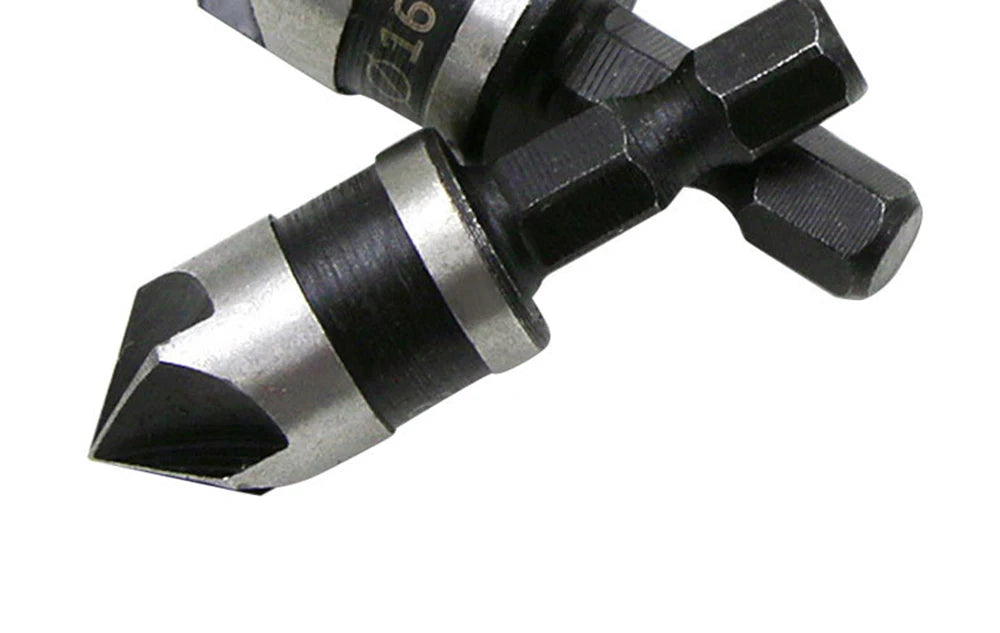 3pcs 90 Degree Hexagonal Handle 12/16/19mm 5-Flute Chamfering Tool Set WoodWorking Drill Bit Cutter Countersink Drill Bit Set