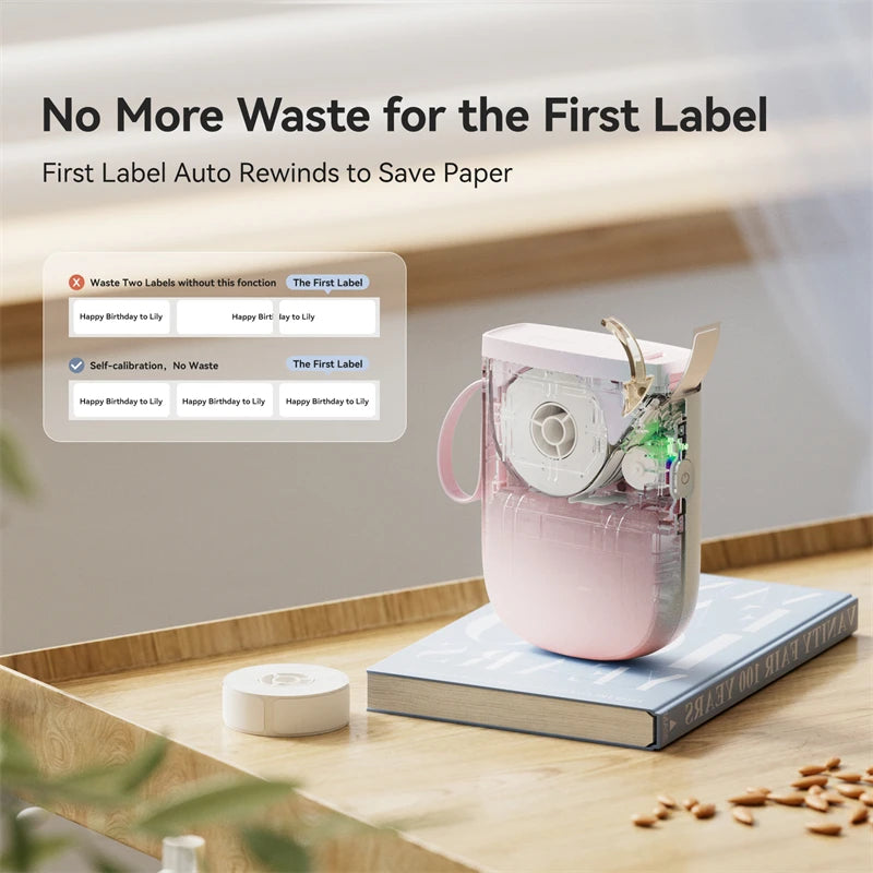 D11 Mini Thermal Label Printer 300DPI, Bluetooth Wireless Inkless Sticker Maker, Portable Label Printer for Android & iOS