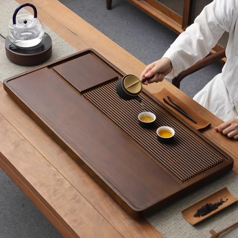 Tea Tray Household Solid Wood Tea Brewing Table Light Luxury High-End Tea Tray Kung Fu Tea Set Office Desk Wooden Tray