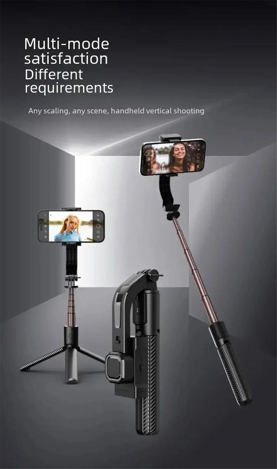 Bluetooth Handheld Gimbal Stabilizer Mobile Phone Selfie Stick Aluminum Alloy Adjustable Tripod for Smartphone Live
