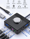 Portable USB External Sound Card 3 Ports To 3.5mm Jack Volume Adjustable Sound Card External Stereo Audio Adapter Driver-Free