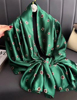 Women Silk Winter Scarf Luxury Design Print Lady Beach Shawl Scarves Fashion Smooth Foulard Female Hijab