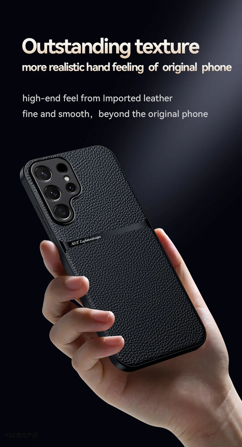 Car Holder Leather Shockproof Phone Case For Samsung S25 Ultra S23 S24 Ultra Plus Cover