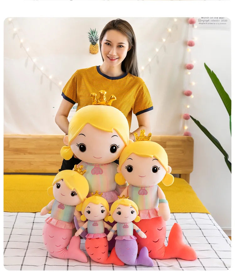 Kawaii Mermaid Plush Pillow Toy Cute Stuffed Doll for Kids Girls Bedroom Decor Perfect Christmas Birthday Gift Soft Cuddly Toy