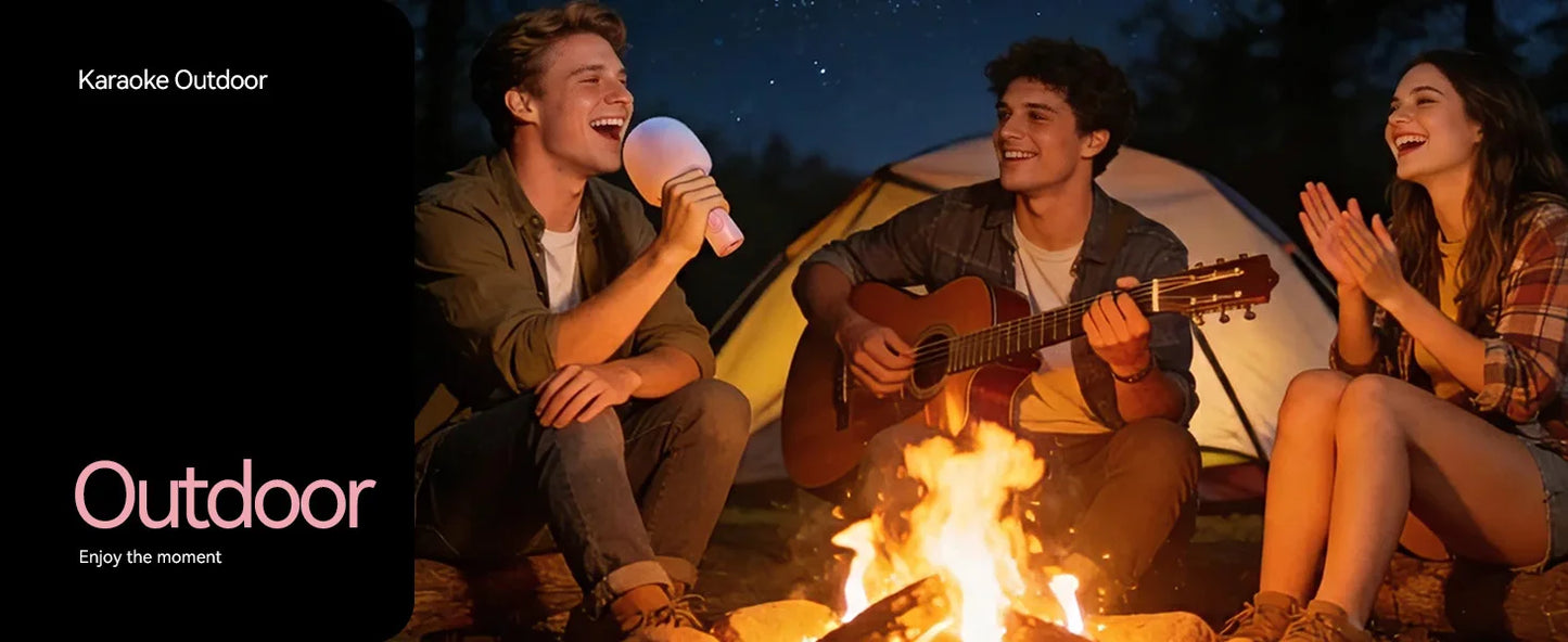 Bluetooth Karaoke Microphone with Fluffy Cover, 2-in-1 Handheld Mic & Speaker with Dynamic LED Lights for Party Singing