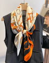 Women Scarf Silk Feeling Hair Neck Square Brand Office bandanna muffler Waiter Flight Attendants Handkerchief Rings wrap
