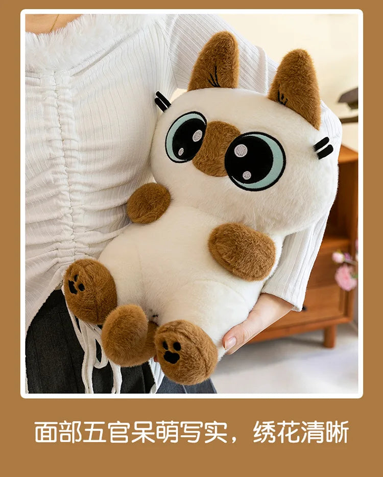 Kawaii Siamese Cat Plush Stuffed Doll Toy