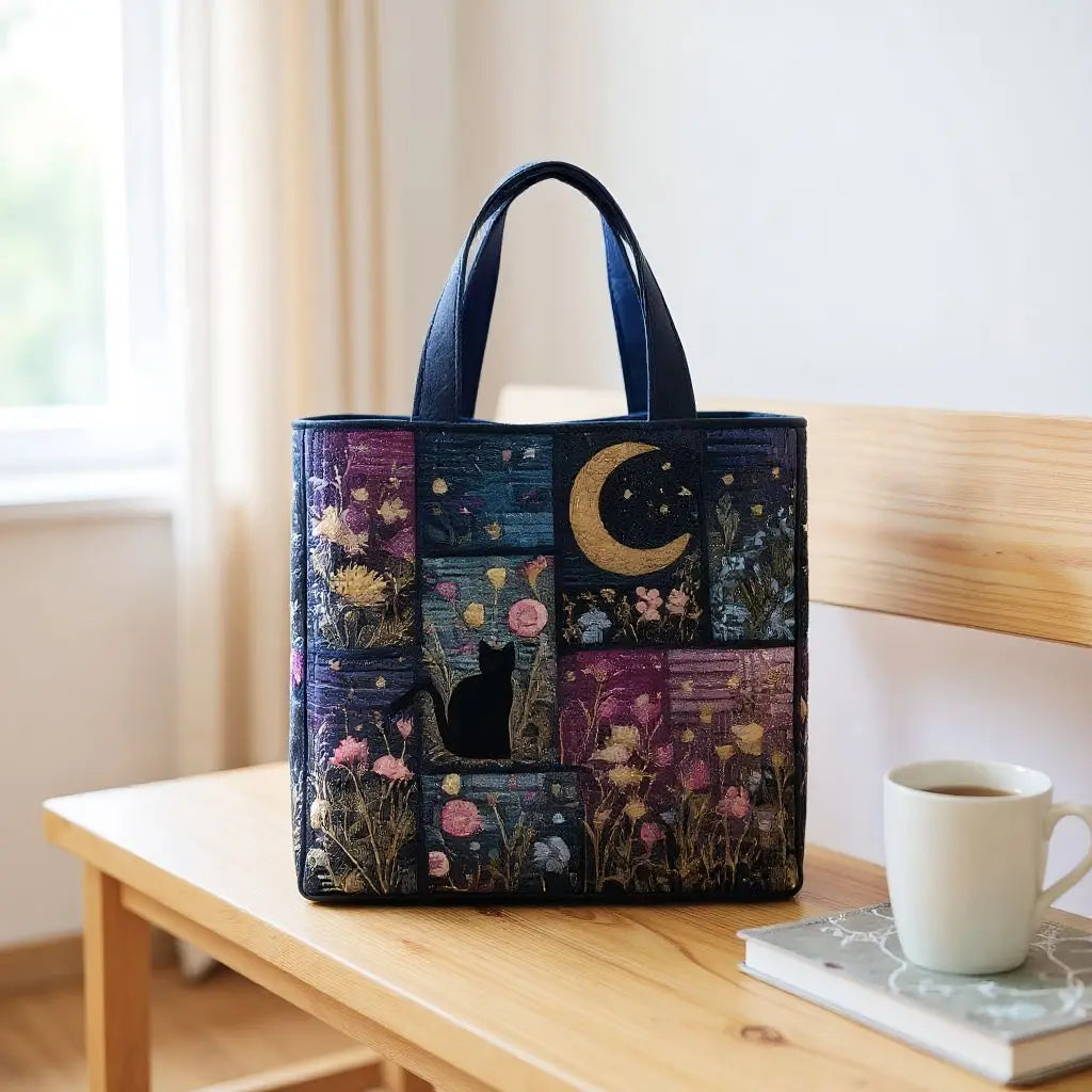 Vintage Quilted Canvas Tote Bag Large Capacity 3D Printed Shoulder Handbag