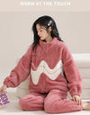 Women’s Christmas Fleece Pajama Set – Warm Flannel Zipper Sleepwear, Thick Coral Velvet