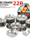 17PCS 22PCS Set Camping Stainless Steel Dinner Dish Durable Outdoor Cooking Picnic Tableware Soup Bowl Trip