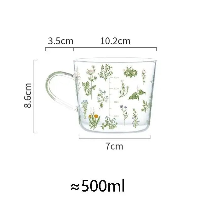 500ml Creative Glass Scale Handgrip Mug Breakfast Milk Coffee Couple Mug Home Tumbler Water Drinkware Fruit Juice Cups