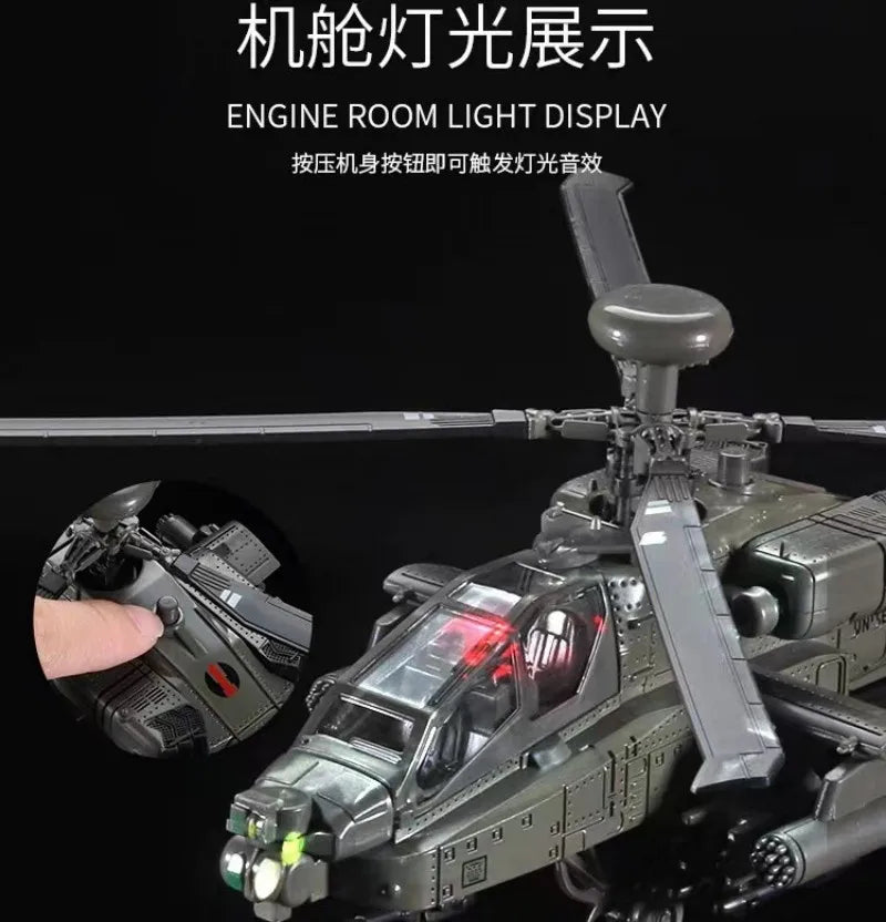 1 32 Scale Apache Black Hawk Armed Helicopter Diecast Alloy Model