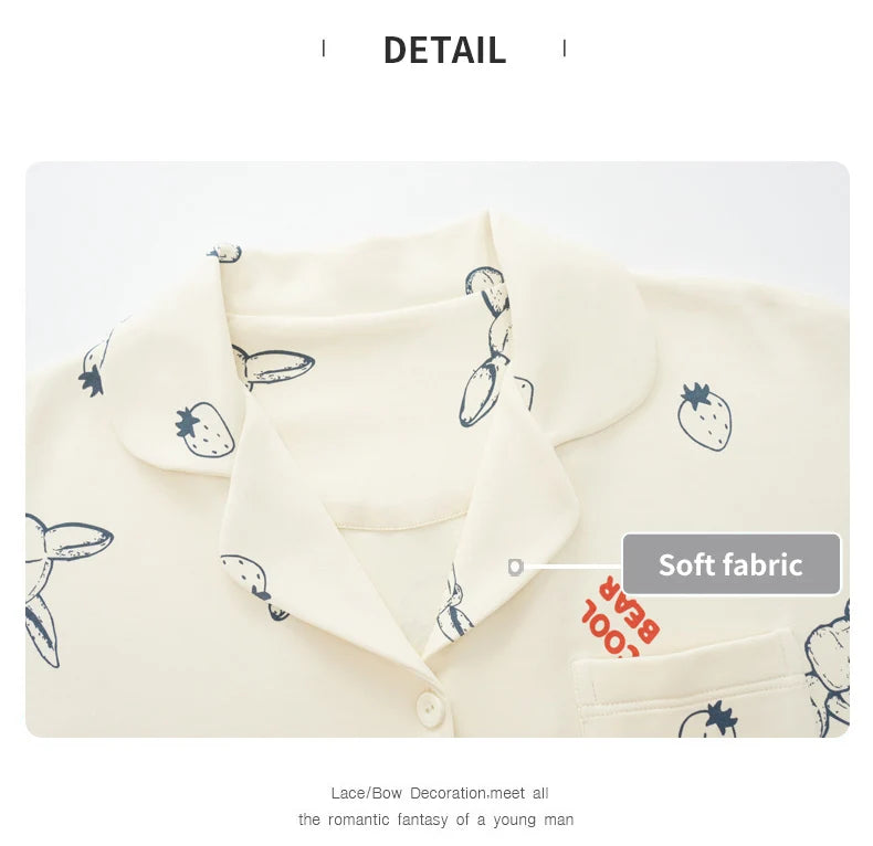 Women’s Winter 100% Cotton Pajama Set – Loose Fit, Turn-Down Collar, Long Sleeves, Cute Pink