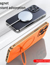 Magnetic Leather for Magsafe Case for iPhone 16 15 14 Pro Max 16Pro Ring Luxury Lens Protection Holder Phone Back Cover
