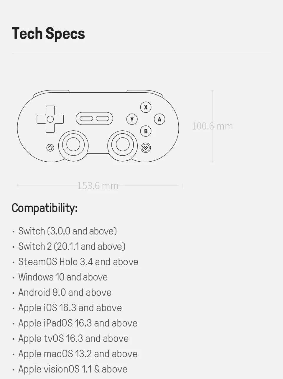 Wireless Bluetooth Gaming Controller with Hall Effect Joysticks for Nintendo Switch and PC