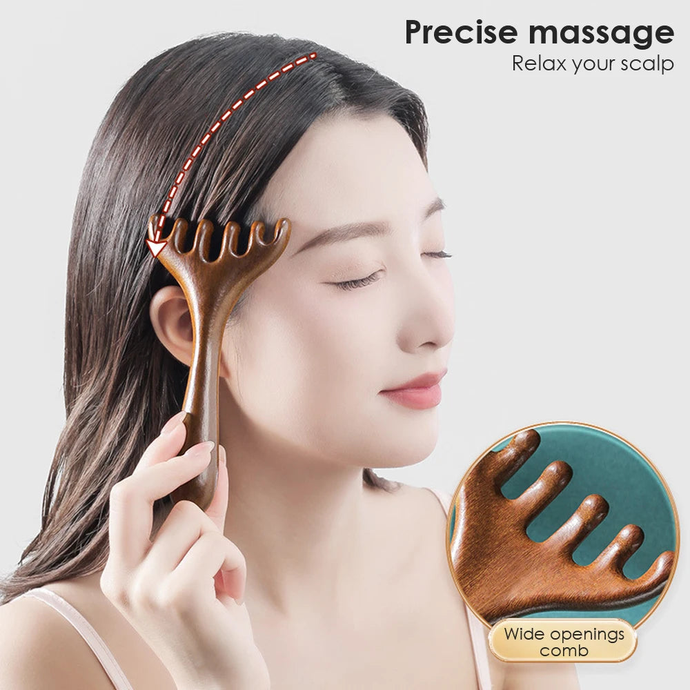 Sandalwood Head Massage Comb Six Claw Massage Comb Scalp Meridian Comb Scratch Head Scratch Gua Sha Tool