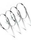 100Pcs 304#Stainless Steel Cable Ties 4.6mm Heavy Duty Self-Locking Cable Zip Tie Multi-Purpose Metal Exhaust Wrap Locking Ties