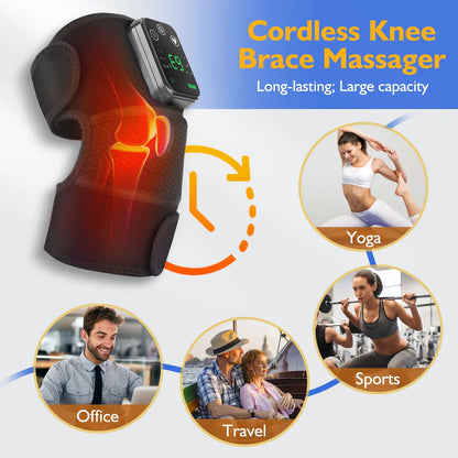 2 Pcs Heated Vibration Knee Massager Knee Shoulder and Elbow 3-in-1Hot Compress Relieve Relax Body Heating Kneepads 2PCS