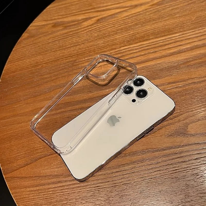 Luxury Transparent Soft Acrylic Phone Case for iPhone 17 Air 16 15 Pro Max 14 Pro Shockproof Cover