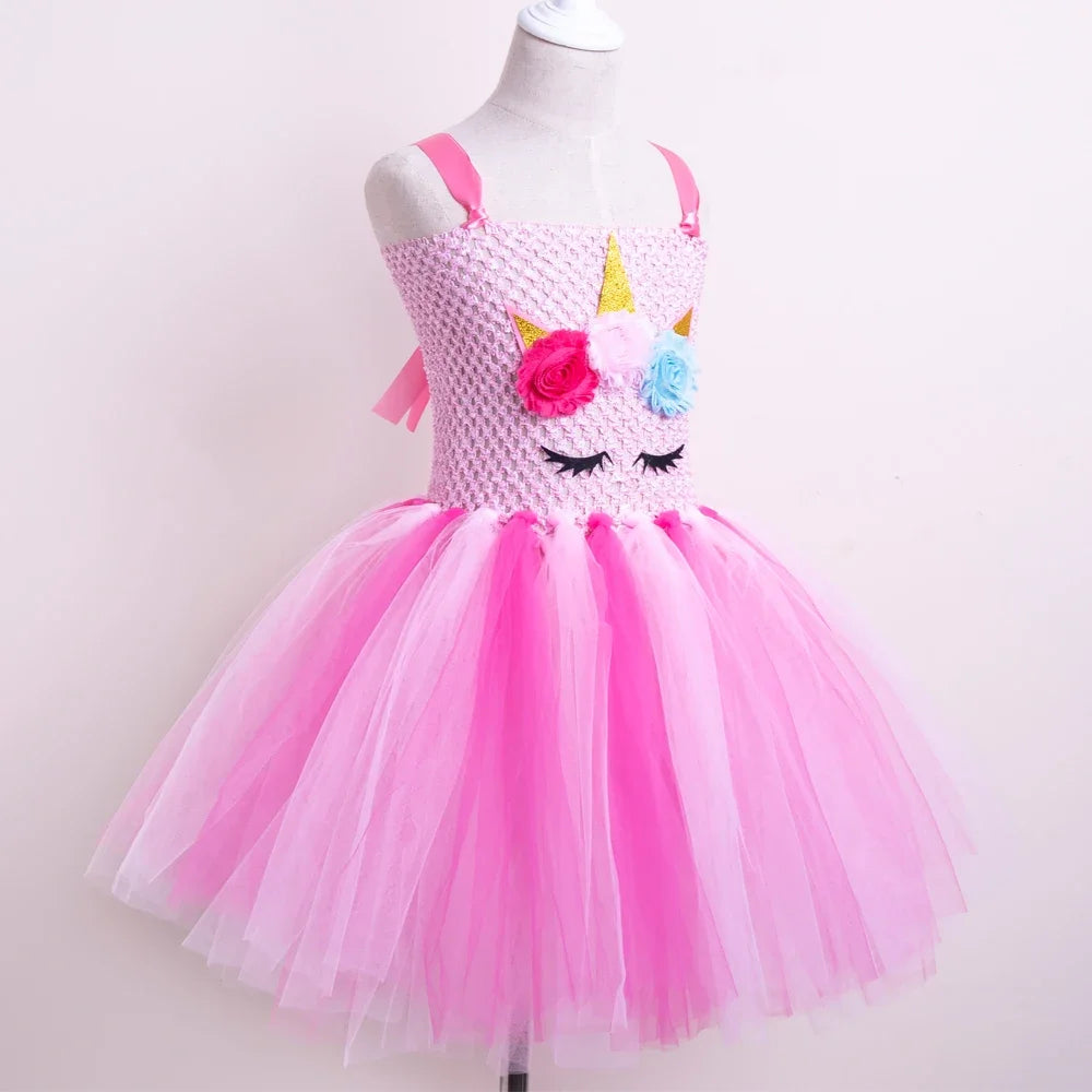 Christmas Pink Unicorn Dress for Girls Ballet Dance Ball Princess Tutu Dress Birthday Party Gift Halloween Cosplay Costume