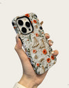 Cute Cartoon Embroidery Effect Ghost Flower Phone Case For iPhone 16 15 Pro Max Plus Double-deck Cover Protection Funda