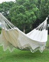 Premium Cotton Canvas Hammock with Woven Tassels for Home, Bedroom, Patio, Porch, Yard, Beach 2 Person Bohemia Style