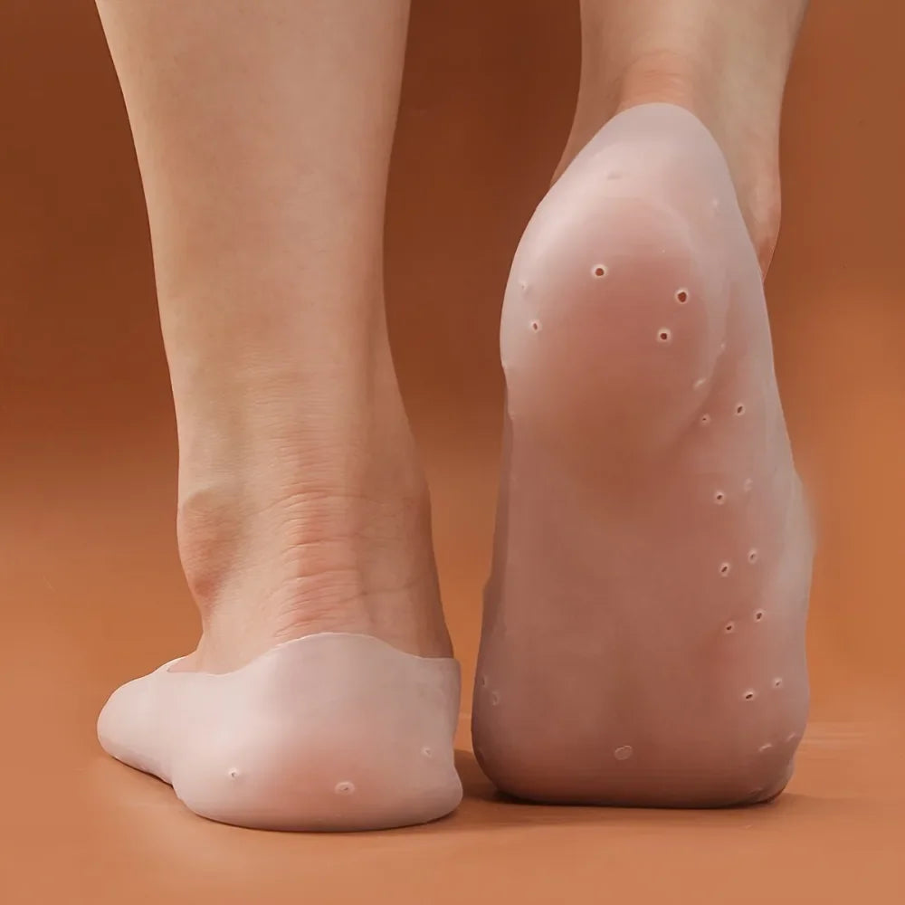 2pcs Soft Silicone Moisturizing Gel Socks for Foot Care Protector Relieve Dry Cracked Peeling Heels Shoes Skin Care Insole