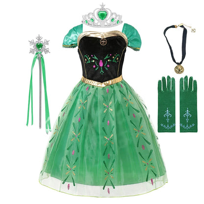 Disney Frozen Anna Dress Children Christmas New Year Princess Dress Girl Fancy Birthday Carnival Party Gown Children Clothes