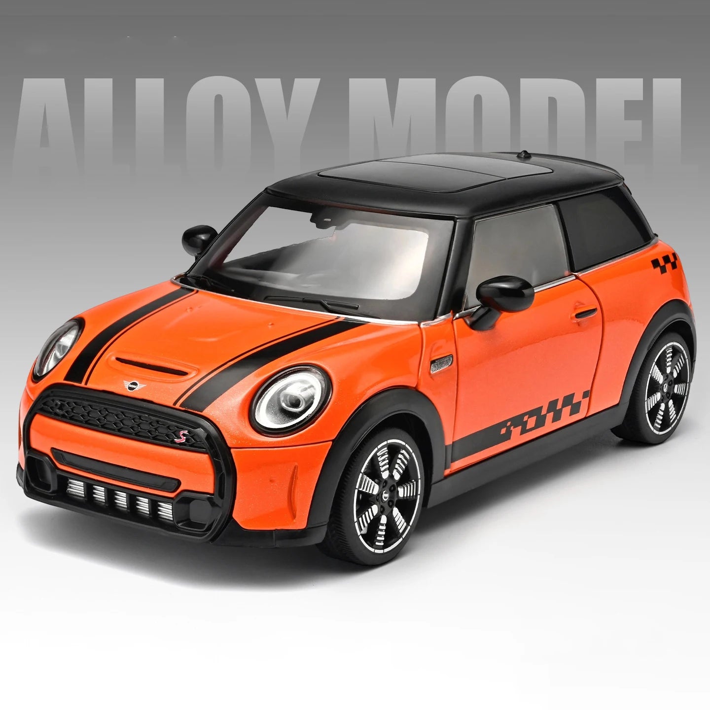 1 24 Scale Mini Cooper S Modified Diecast Pull Back Model Car with Sound and Light