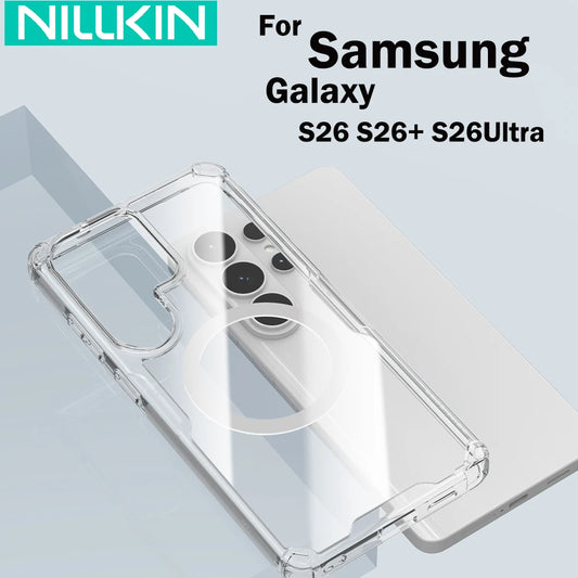 Nature Pro Magnetic Transparent Case for Samsung Galaxy S26 Ultra / S26 Plus – PC + TPU Frame Protective Phone Cover