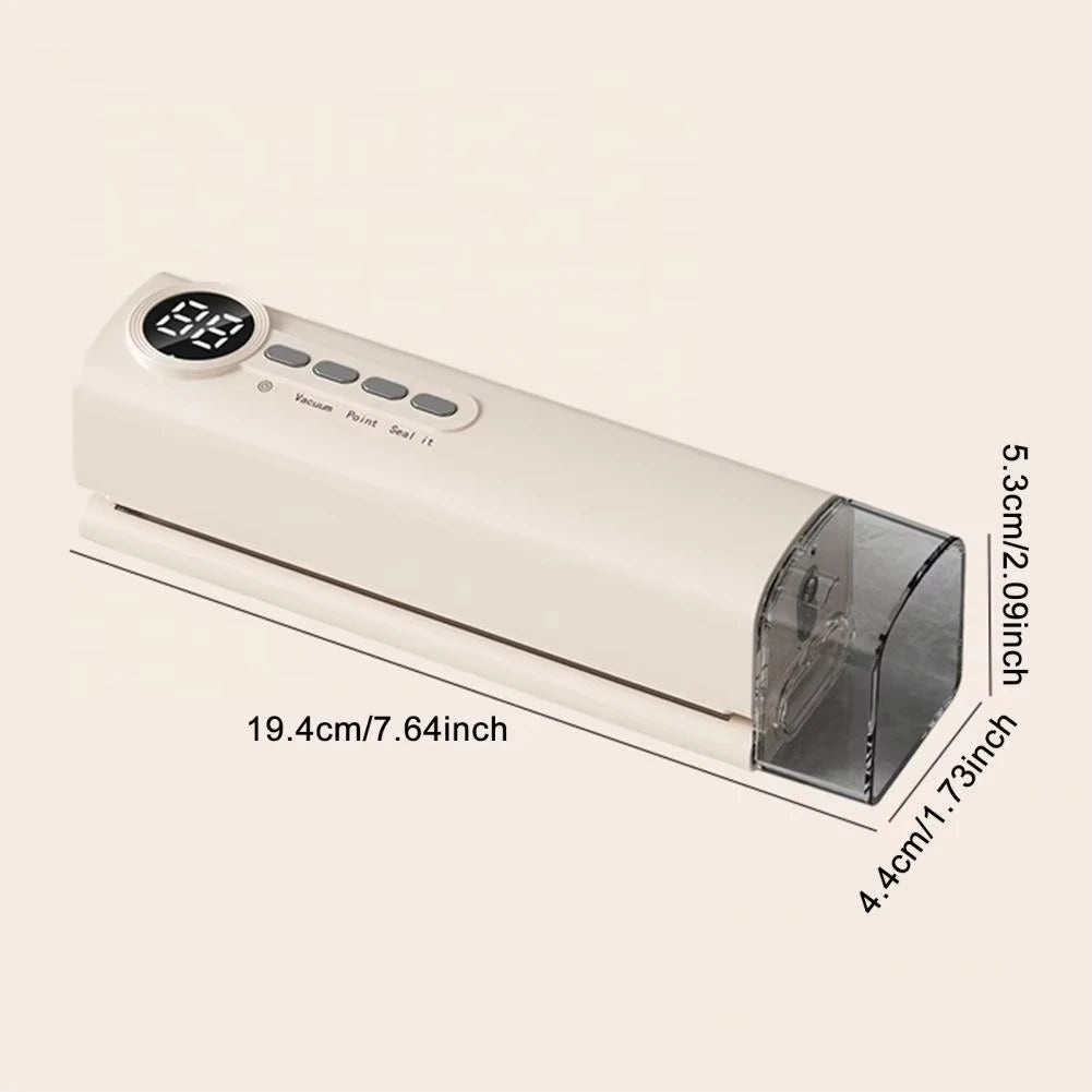 Mini Cordless Vacuum Sealer with Digital Display – Rechargeable Food Bag Vacuum & Heat Sealing Machine for Kitchen Storage