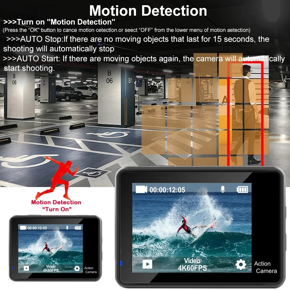 5K Ultra HD Action Camera with Dual Touch Screen WiFi EIS and 30M Waterproof Case
