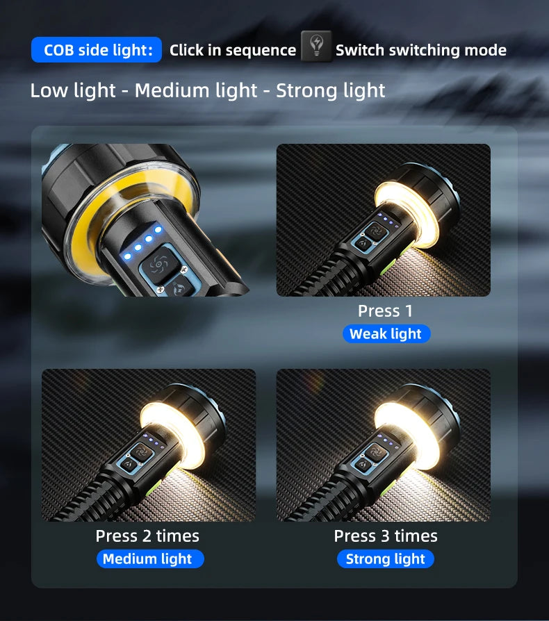 30W 1 Plus 8 LED Rechargeable Camping Flashlight