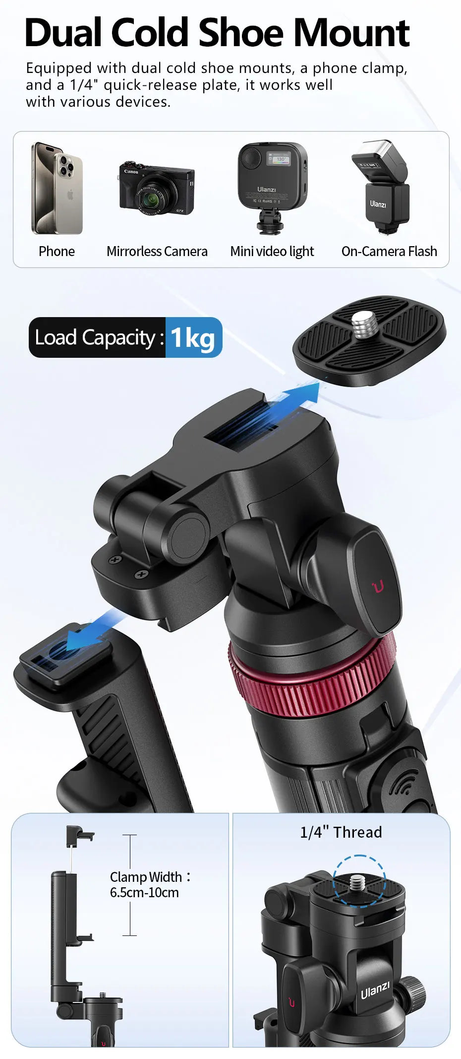 Quick-Release Tripod for Camera Smartphone Fill Light Max1.85m Tripod Selfie with Remote Control